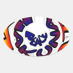 "Peace Hakuna Matata" Circular Art Print Oval Sticker