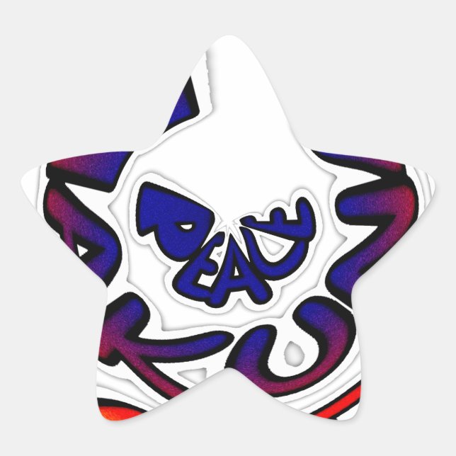 "Peace Hakuna Matata" Circular Art Print Star Sticker (Front)