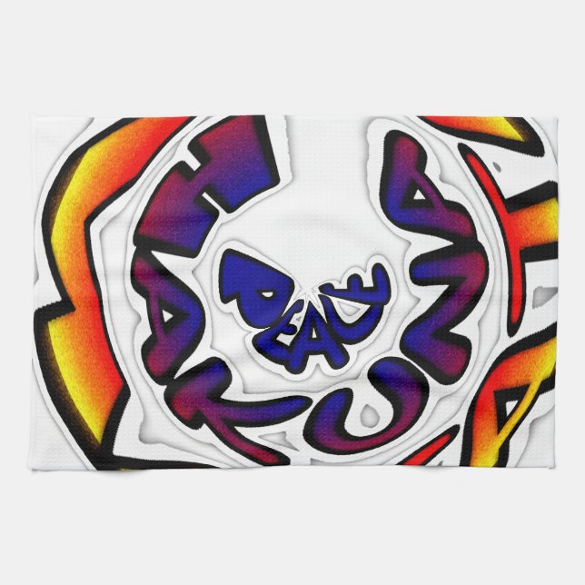 "Peace Hakuna Matata" Circular Art Print Tea Towel (Horizontal)