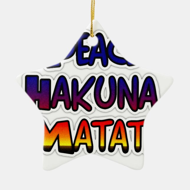 Peace Hakuna Matata Gradient Art Ceramic Tree Decoration (Front)
