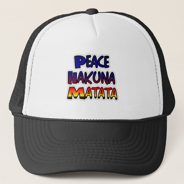 Peace Hakuna Matata Gradient Art Trucker Hat (Front)
