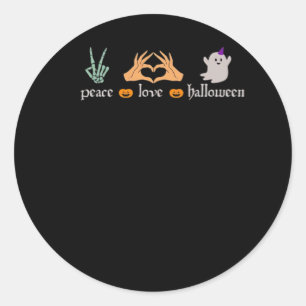 Peace Halloween Peace Sign Skeleton Witch's Hands  Classic Round Sticker