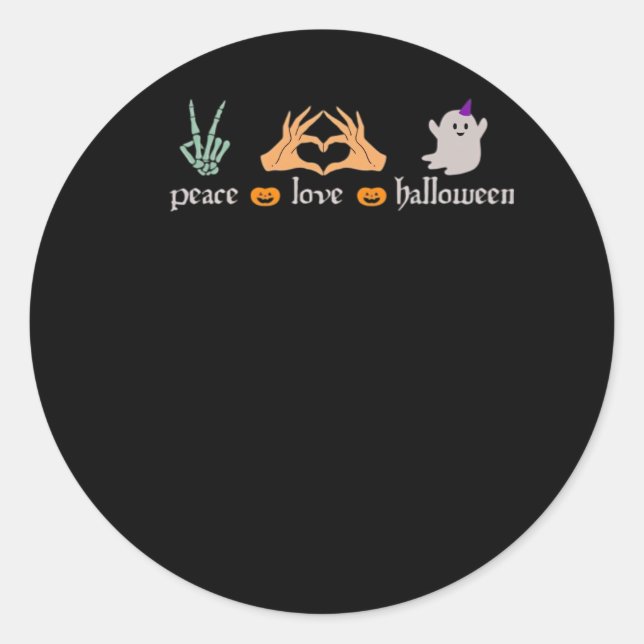 Peace Halloween Peace Sign Skeleton Witch's Hands  Classic Round Sticker (Front)