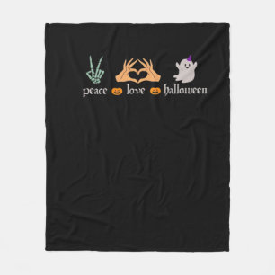 Peace Halloween Peace Sign Skeleton Witch's Hands  Fleece Blanket