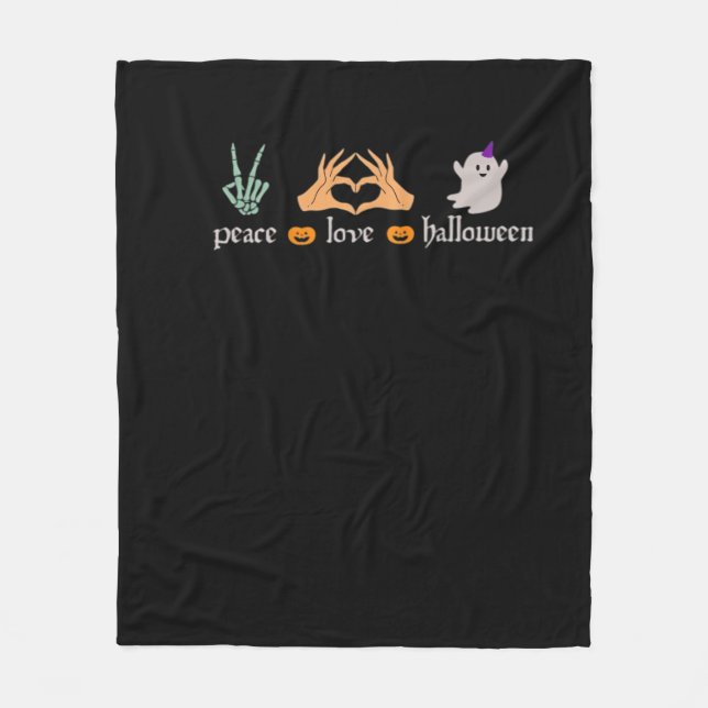 Peace Halloween Peace Sign Skeleton Witch's Hands  Fleece Blanket (Front)