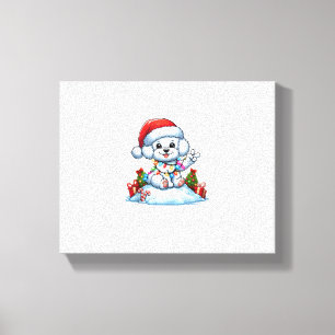 Peace Hand Bichon Frise Christmas Lights Dog Women Canvas Print