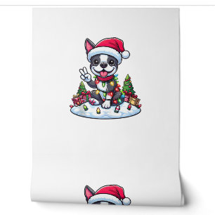Peace Hand Boston Terrier Christmas Lights Womens Wallpaper