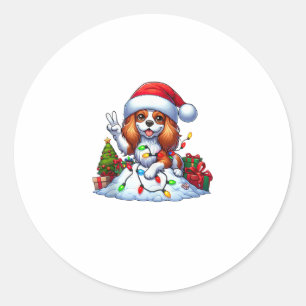 Peace Hand Cavalier King Charles Spaniel Christmas Classic Round Sticker