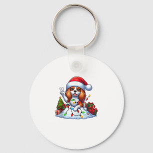Peace Hand Cavalier King Charles Spaniel Christmas Key Ring