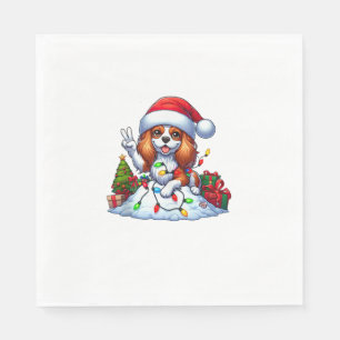 Peace Hand Cavalier King Charles Spaniel Christmas Napkin