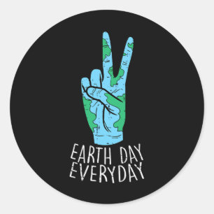 Peace Hand Earth Day Everyday Environment Men Wome Classic Round Sticker