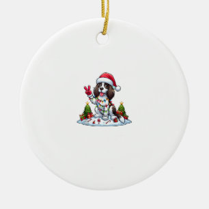 Peace Hand English Springer Spaniel Christmas Dog Ceramic Tree Decoration