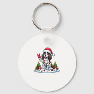 Peace Hand English Springer Spaniel Christmas Dog  Key Ring