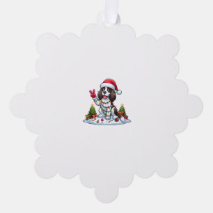 Peace Hand English Springer Spaniel Christmas Dog  Tree Decoration Card