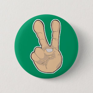 peace hand gesture 6 cm round badge