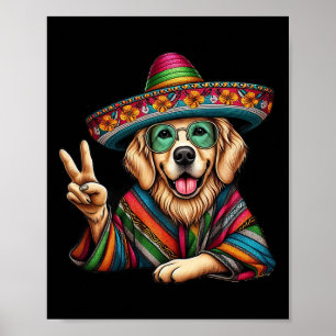 Peace Hand Golden Retriever Kids Mens Womens Cinco Poster