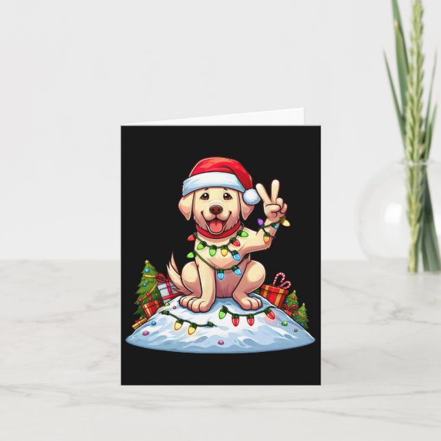 Peace Hand Labrador Retriever Christmas Lights Wom Card (Front)