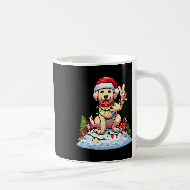 Peace Hand Labrador Retriever Christmas Lights Wom Coffee Mug (Right)