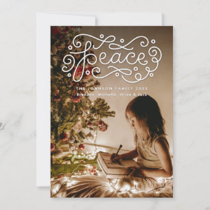 Peace Hand Lettered Photo Holiday Card