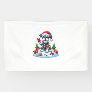 Peace Hand Miniature Schnauzer Christmas Lights Wo Banner