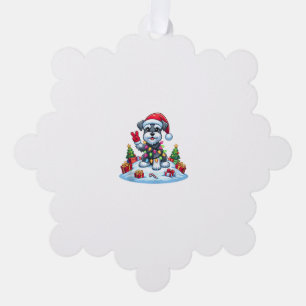 Peace Hand Miniature Schnauzer Christmas Lights Wo Tree Decoration Card