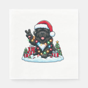 Peace Hand Newfoundland Dog Christmas Lights Women Napkin