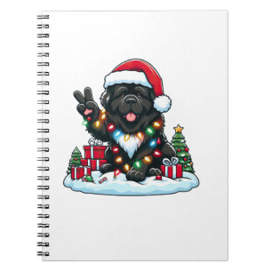 Peace Hand Newfoundland Dog Christmas Lights Women Notebook