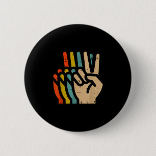 Peace Hand Retro Colors Vintage 70s Hipe Men Women 6 Cm Round Badge