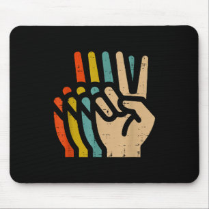 Peace Hand Retro Colors Vintage 70s Hipe Men Women Mouse Mat