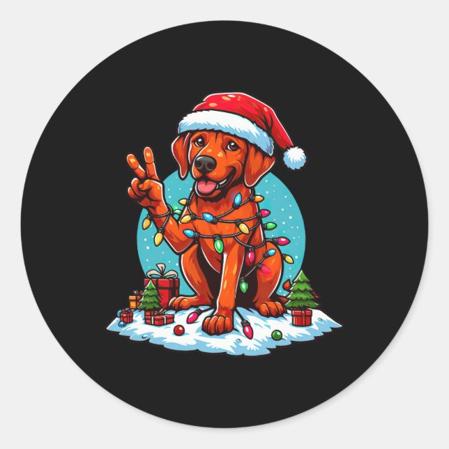 Peace Hand Rhodesian Ridgeback Christmas Lights Wo Classic Round Sticker (Front)