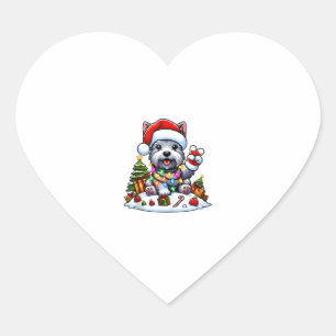 Peace Hand Scottish Terrier Christmas Lights Women Heart Sticker