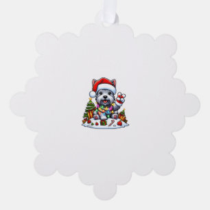Peace Hand Scottish Terrier Christmas Lights Women Tree Decoration Card
