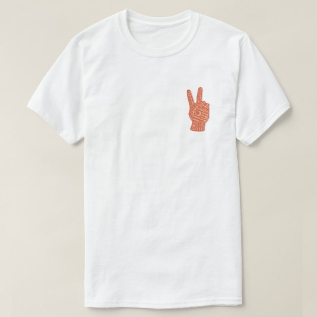 Peace Hand Sign Embroidered Style – Love Freedom  T-Shirt (Design Front)