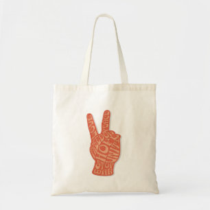 Peace Hand Sign Embroidered Style – Love Freedom  Tote Bag