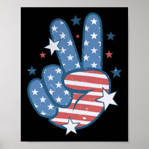 Peace Hand Sign Groovy 4th Of July