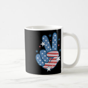 Peace Hand Sign Groovy 4th Of July Coffee Mug