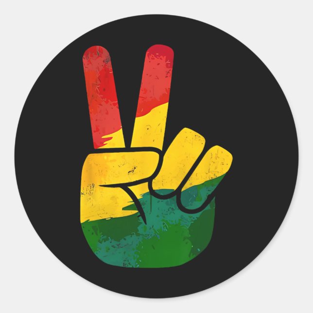Peace Hand Sign Juneteenth Day Black Pride Men Wom Classic Round Sticker (Front)