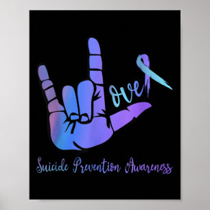 Peace Hand Sign Love Ribbon Suicide Prevention Awa