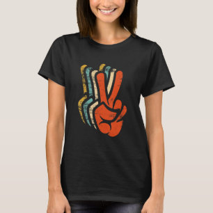 Peace Hand Sign Retro Vintage Peace Lover Human Ri T-Shirt