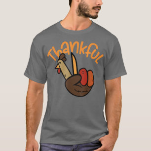 Peace Hand Sign Thankful Turkey Thanksgiving806 T-Shirt