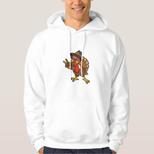 Peace Hand Sign Thankful Turkey Thanksgiving Hoodie