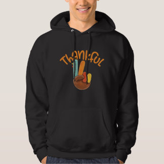 Peace Hand Sign Thankful Turkey Thanksgiving T-Shi Hoodie