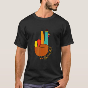 Peace Hand Sign Thankful Turkey Thanksgiving T-Shirt