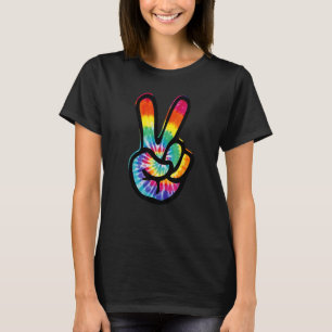 Peace Hand Sign Tie Dye Hippie Costume 60s 70s T-Shirt
