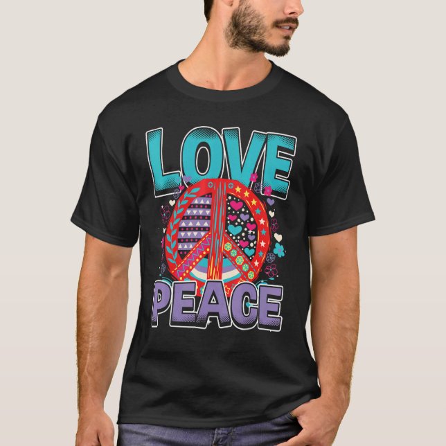 Peace Hand Tie Dye Finger Freedom Hippie Flower Ch T-Shirt (Front)
