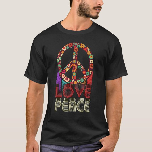 Peace Hand Tie Dye Finger Freedom Hippie Flower Ch T-Shirt (Front)