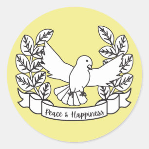 PEACE & HAPPINESS CLASSIC ROUND STICKER