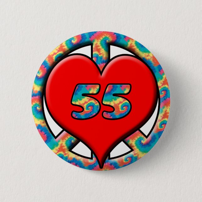 Peace, Heart, 55 6 Cm Round Badge (Front)