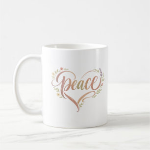 Peace Heart Boho Typography Coffee Mug