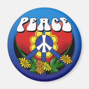 Peace Heart Flower Magnet